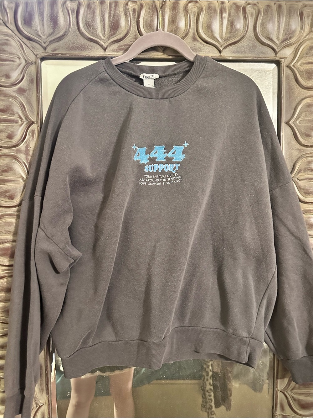 Rue21 grey Crewneck Sweatshirt '444 Support'